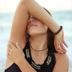 the woman on the beach side