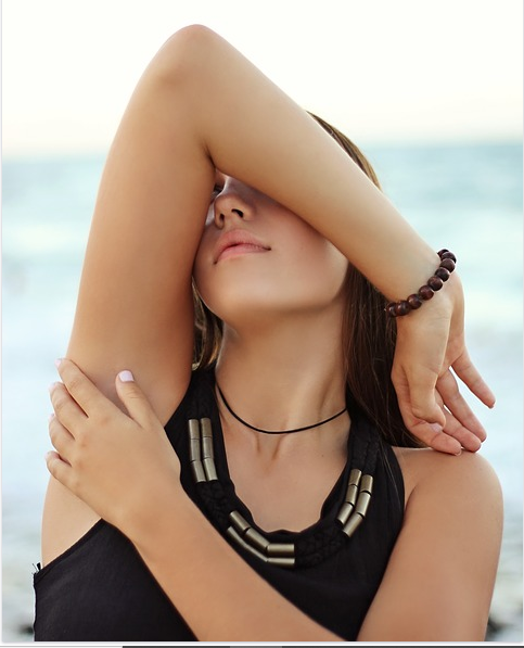 the woman on the beach side